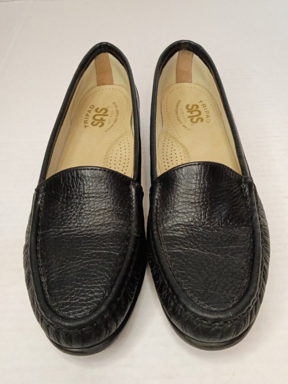 SAS Simplify Black Leather Slip On Loafers Women's Size 8 Slim